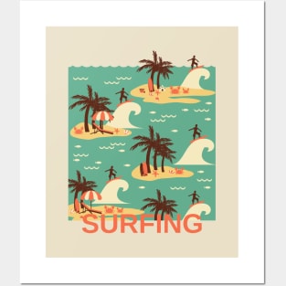 The Surfing Cartoon Illustration 1 Posters and Art